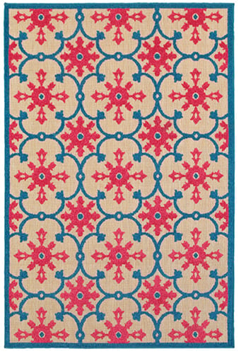 7'10" X 10'10" Outdoor Sand/ Pink Rectangle Rug