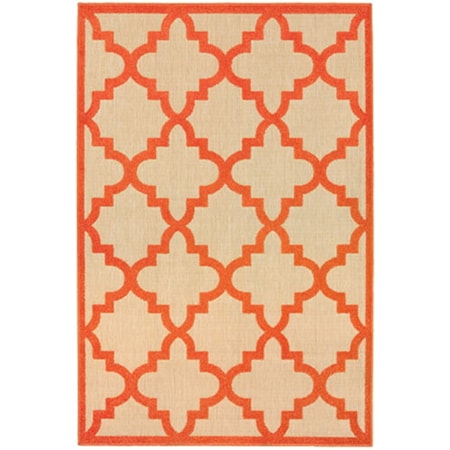 5' 3" X 7' 6" Outdoor Sand/ Orange Rectangl