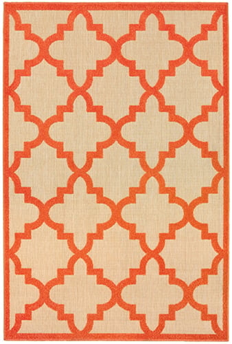 5' 3" X  7' 6" Outdoor Sand/ Orange Rectangle Rug