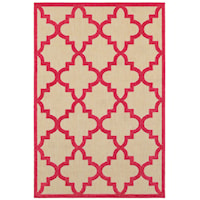 6' 7" X  9' 6" Outdoor Sand/ Pink Rectangle Rug
