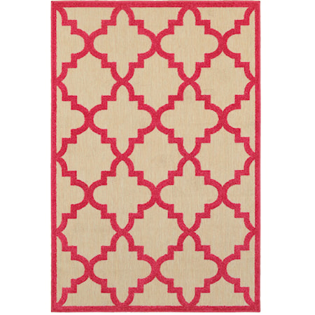 5' 3" X  7' 6" Outdoor Sand/ Pink Rectangle