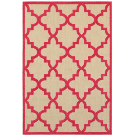 9'10" X 12'10" Outdoor Sand/ Pink Rectangle