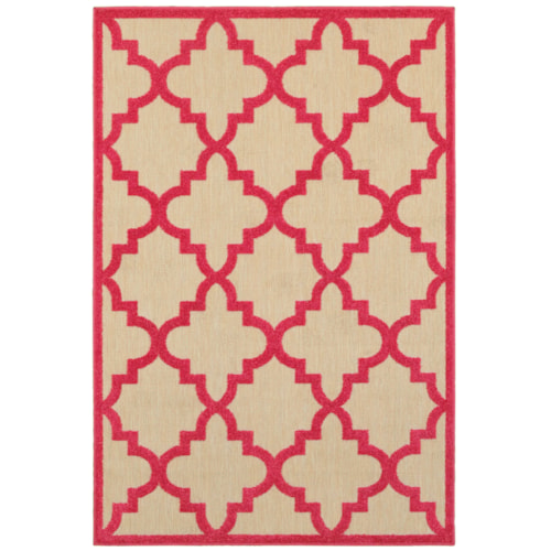 9'10" X 12'10" Outdoor Sand/ Pink Rectangle Rug