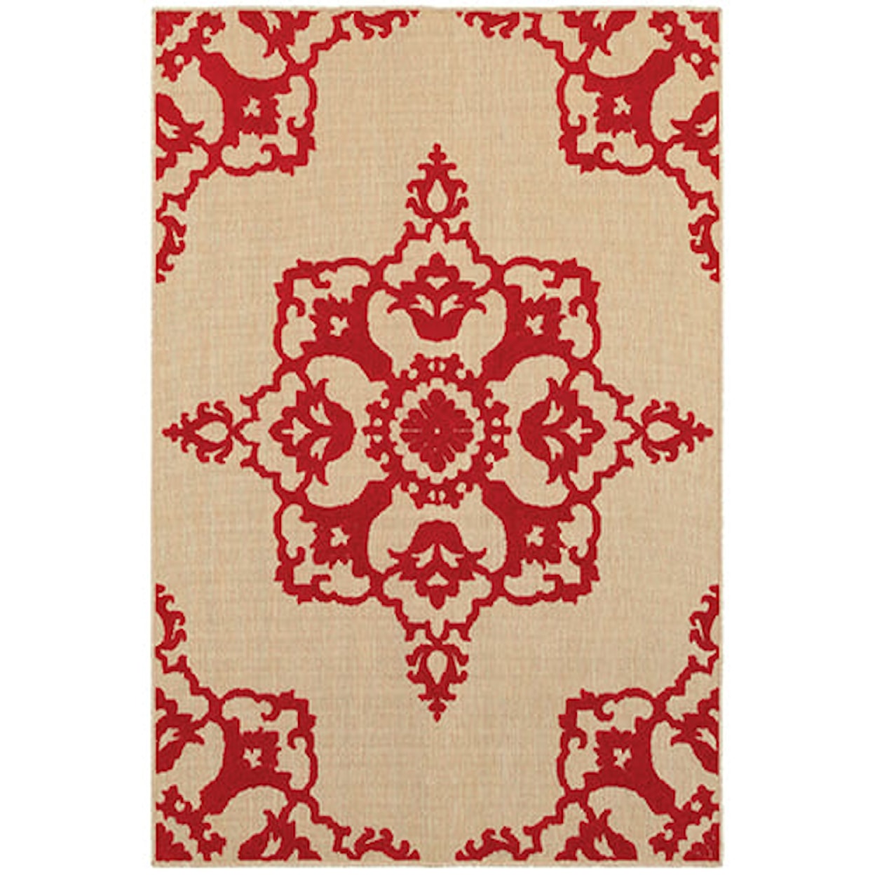 Oriental Weavers Cayman 6' 7" X  9' 6" Outdoor Sand/ Red Rectangle R