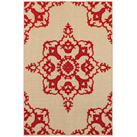 7'10" X 10'10" Outdoor Sand/ Red Rectangle Rug