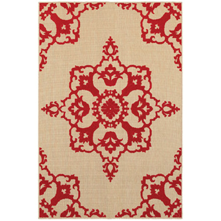 9'10" X 12'10" Outdoor Sand/ Red Rectangle R