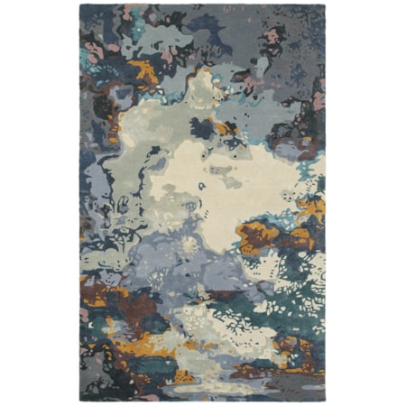10' 0" X 13' 0" Contemporary Blue/ Grey Rect