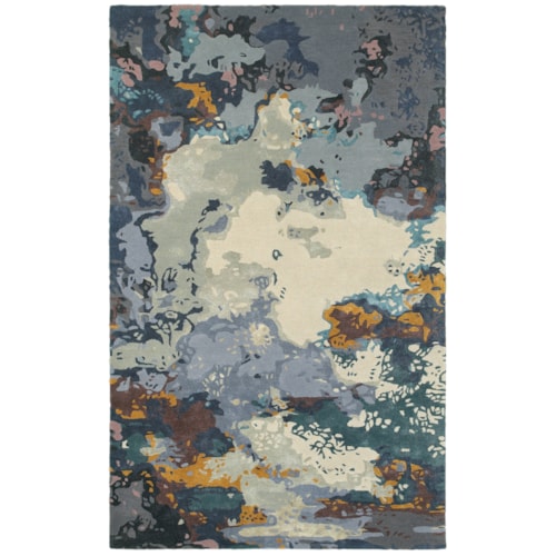 10' 0" X 13' 0" Contemporary Blue/ Grey Rectangle Rug