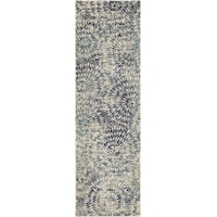 Imprinted Blooms Aqua 2' 4" x 7' 10" Area Rug