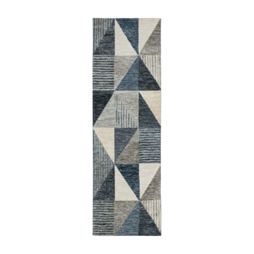 Oblique Blue 2' 4" X 7' 10" Area Rug