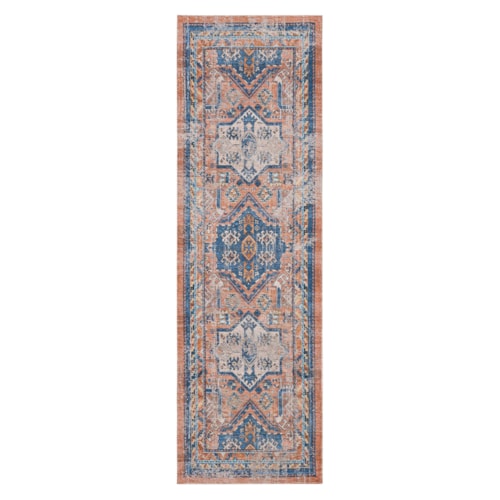 Haykota Terracotta/Rust Blue 2' 4" X 8' Area Rug