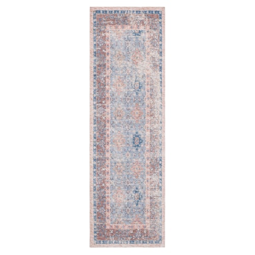 Hazega Blue/Rose 2' 4" X 8' Area Rug