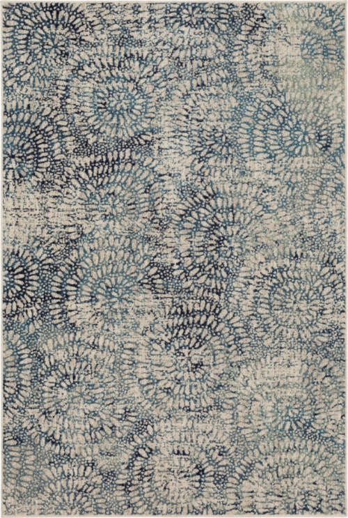 Imprinted Blooms Aqua 2' X 3' Area Rug