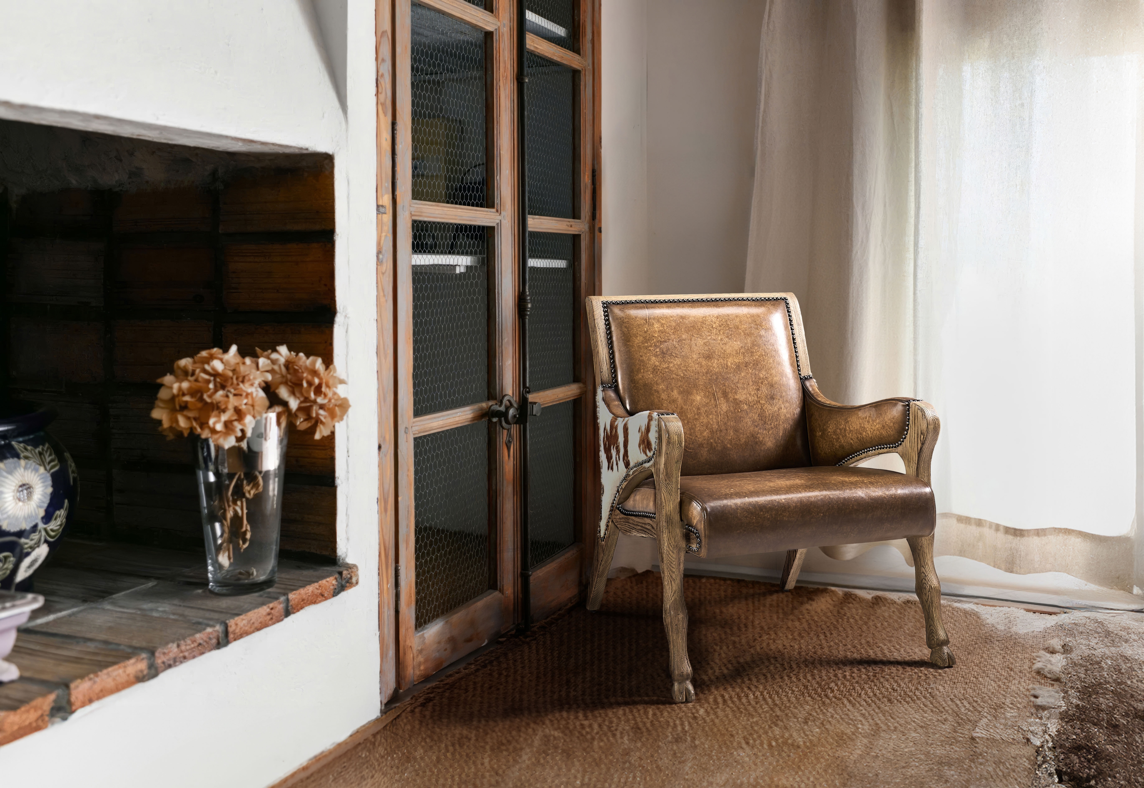 Leather &amp; Hide Occasional Chair