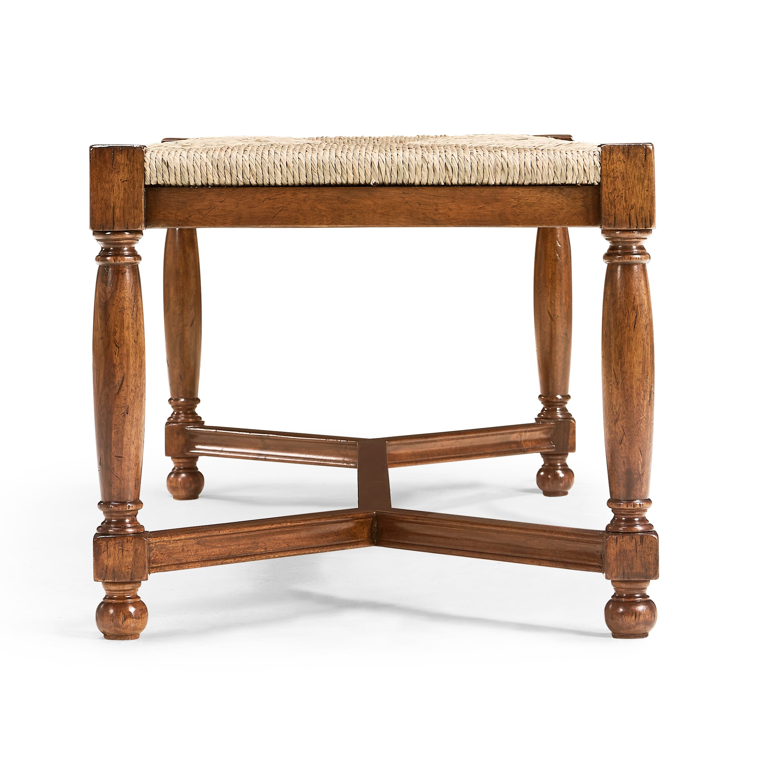 Two Seat Stool with Rushed Seat