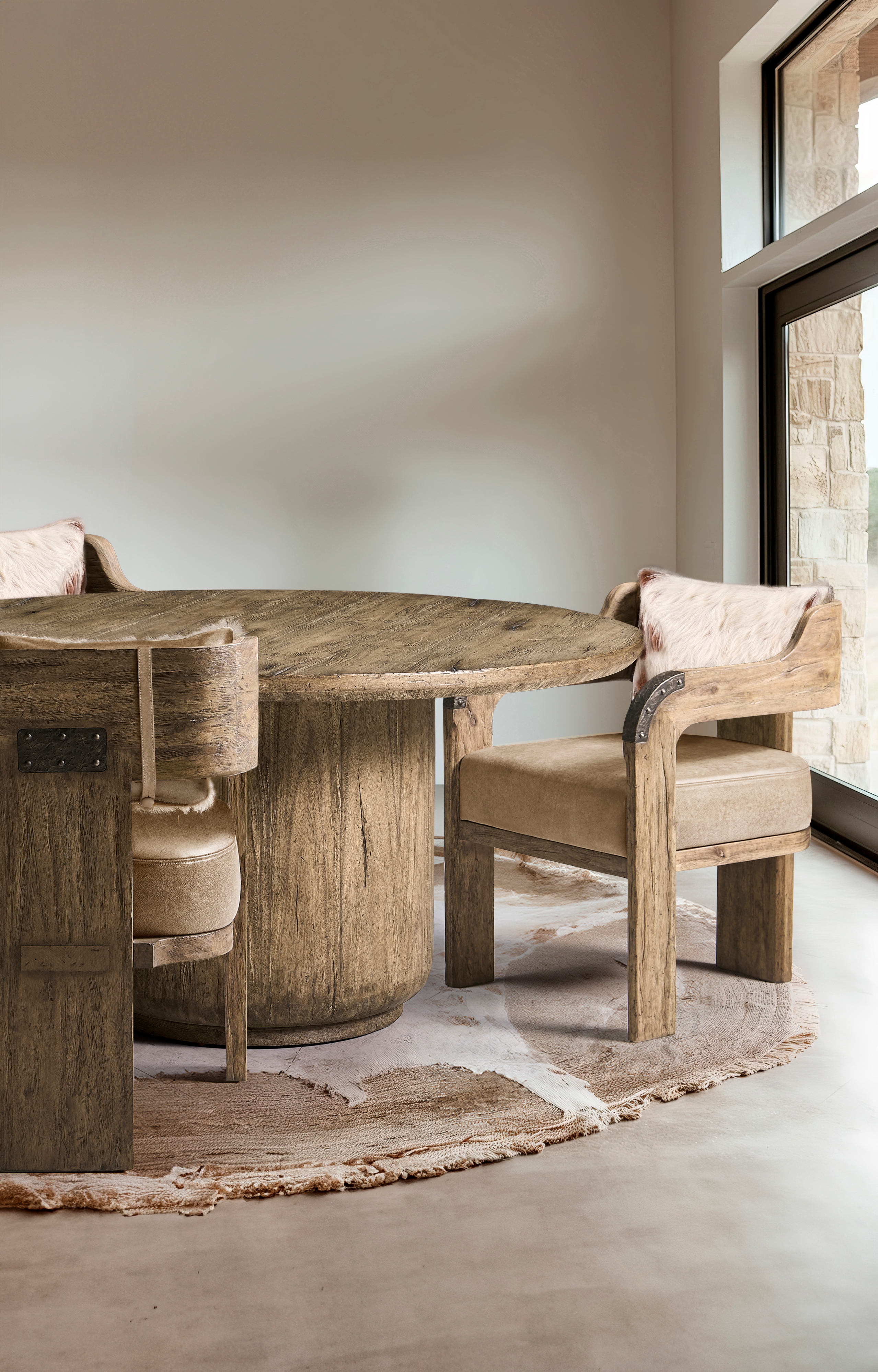 Jonathan Charles Stone Ridge Leather & Hide Arm Chair