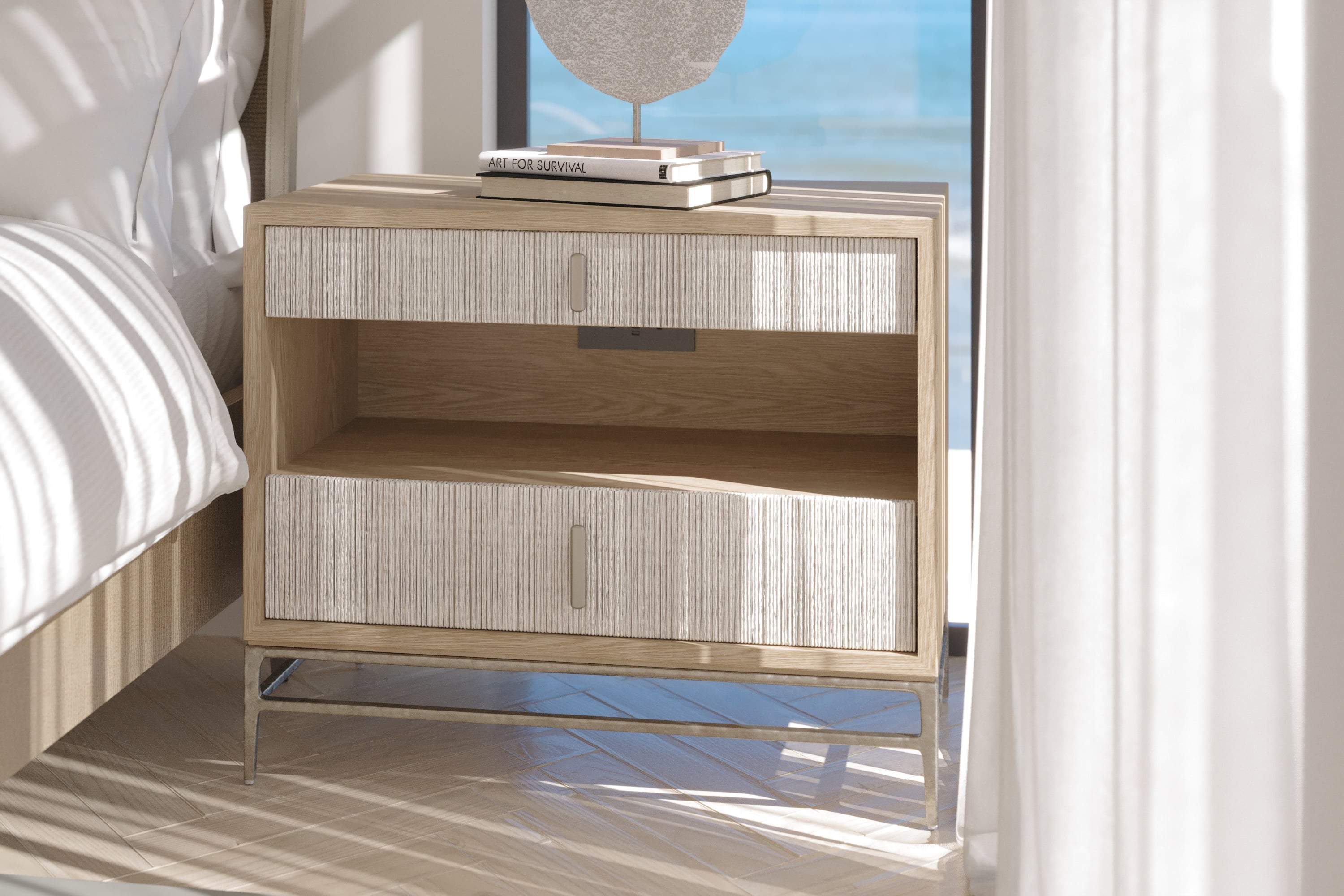 Jonathan Charles Water Clapotis Danish Cord Nightstand