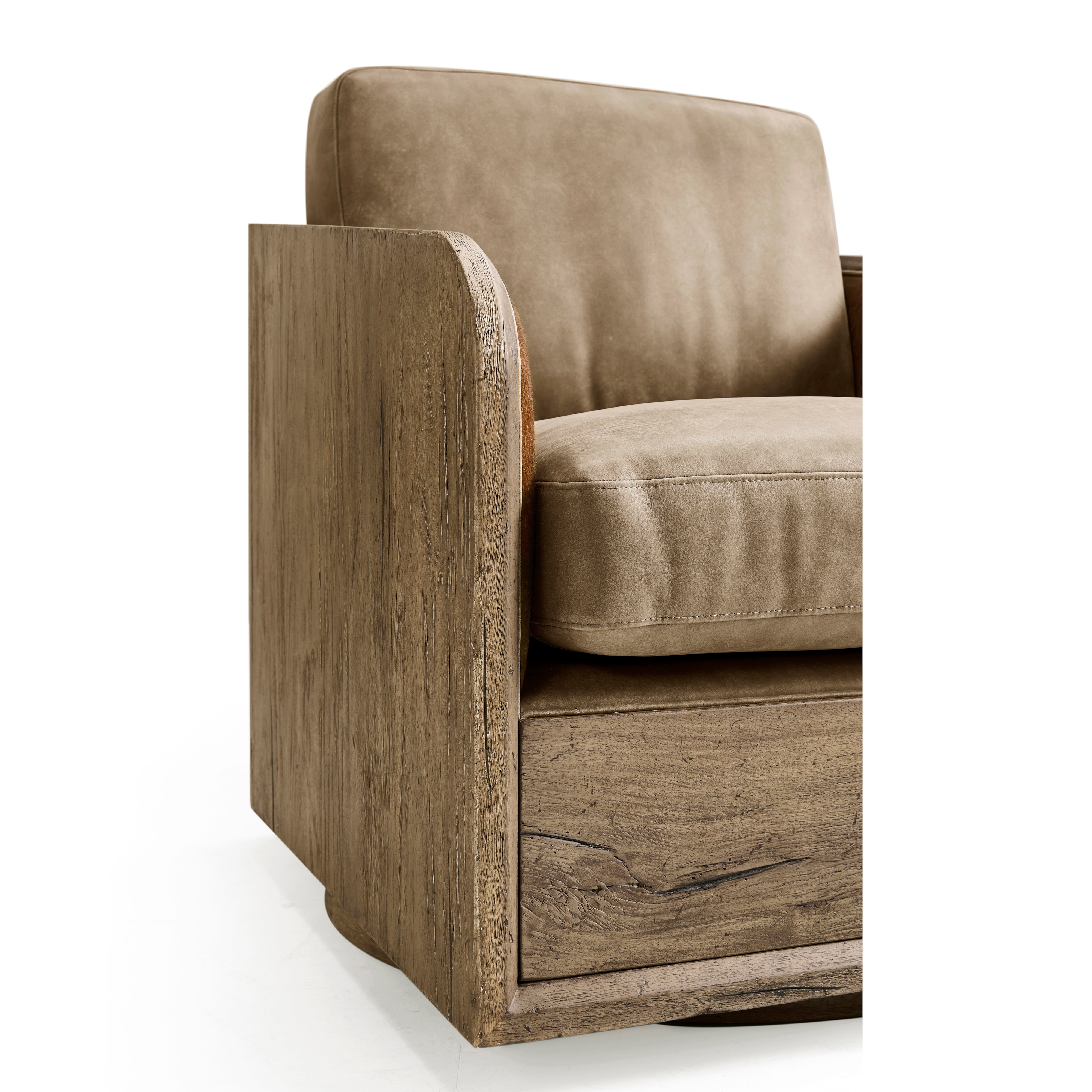 Jonathan Charles Stone Ridge Leather & Hide Swivel Occasional Chair