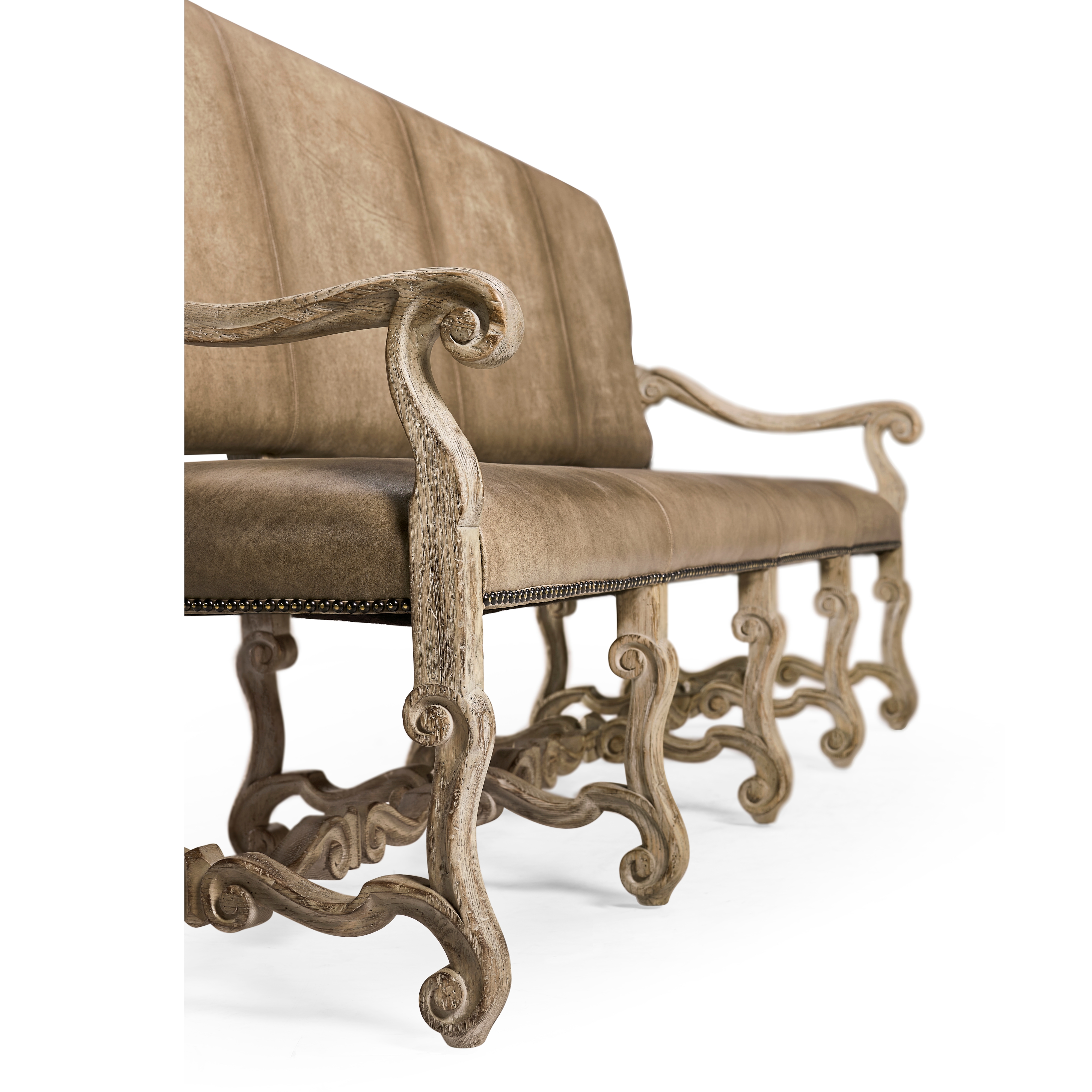 Jonathan Charles Sagehill Leather Banquette Bench