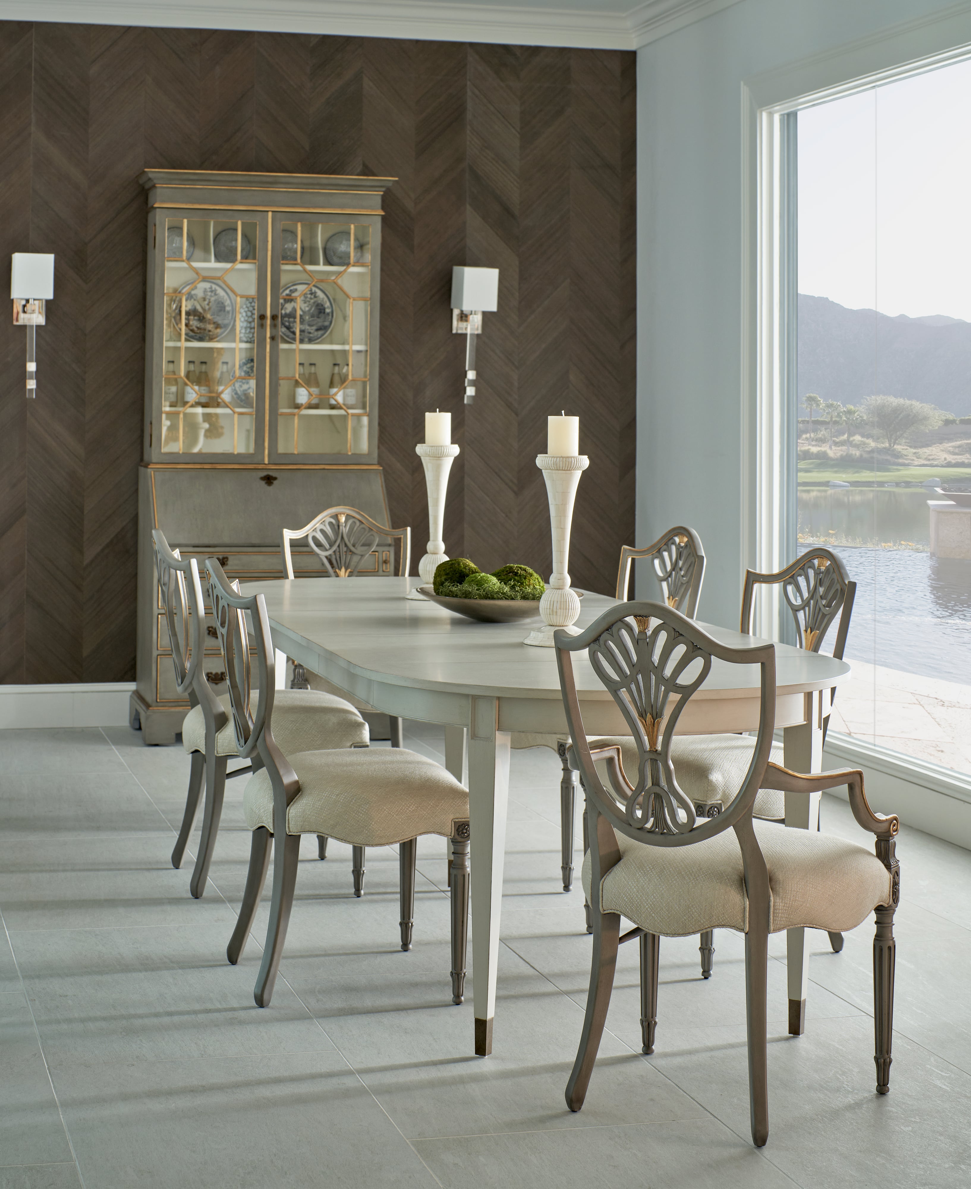 Jonathan Charles JC Traditional Georgian Grey & Gilded Secretary