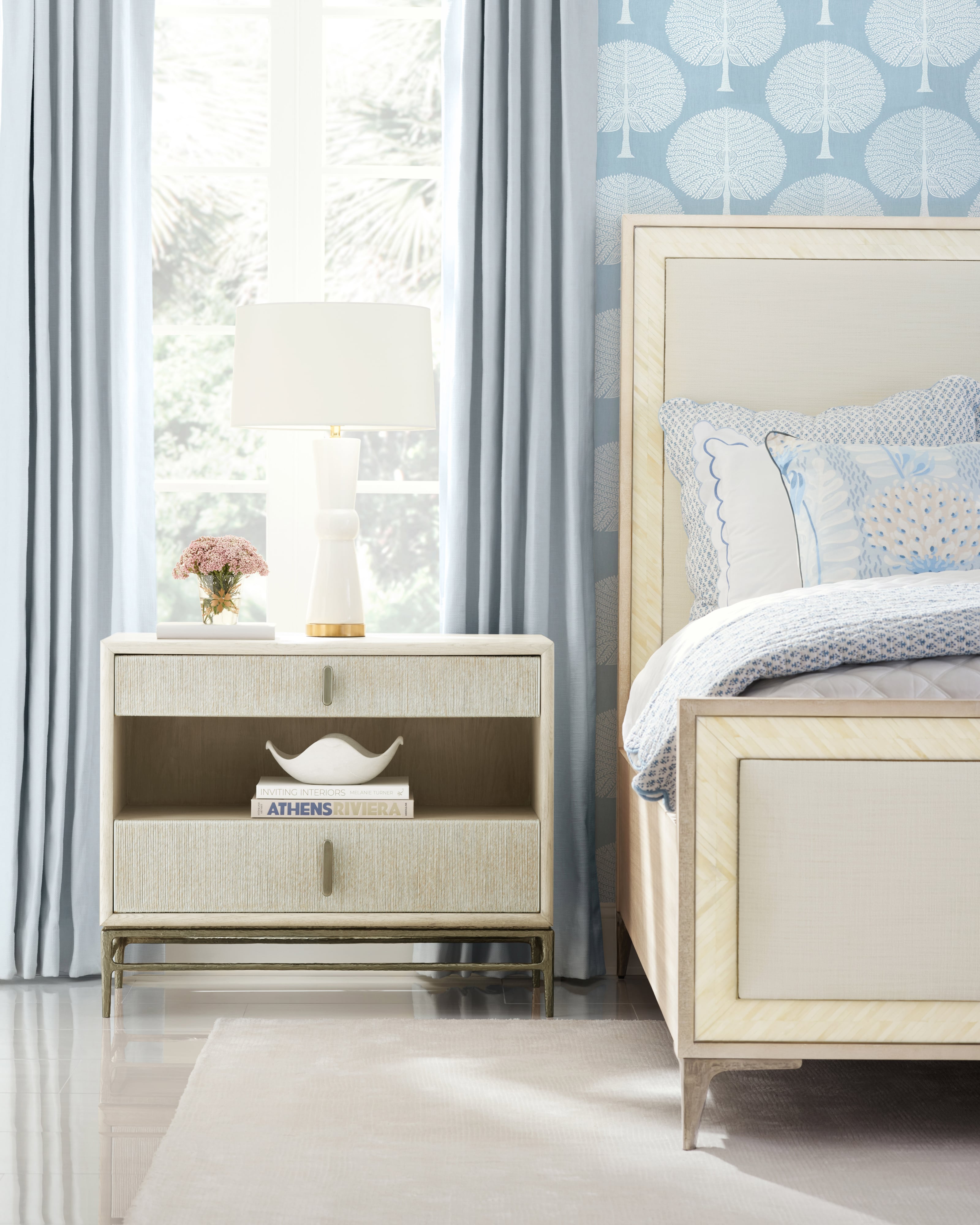 Jonathan Charles Water Clapotis Danish Cord Nightstand