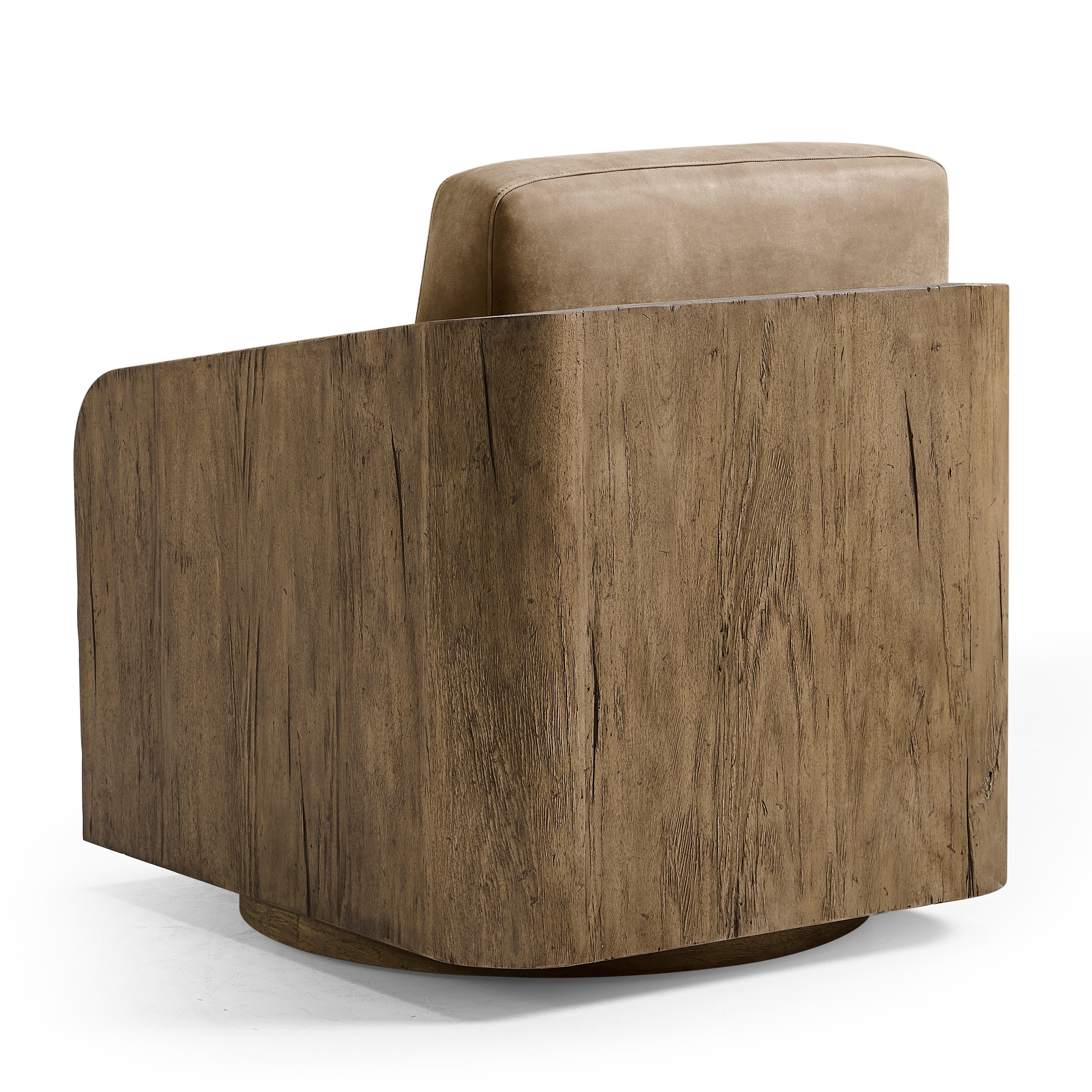 Jonathan Charles Stone Ridge Leather & Hide Swivel Occasional Chair