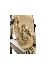 Sweeping, Low Arms with Hand Carved Stylized Swans