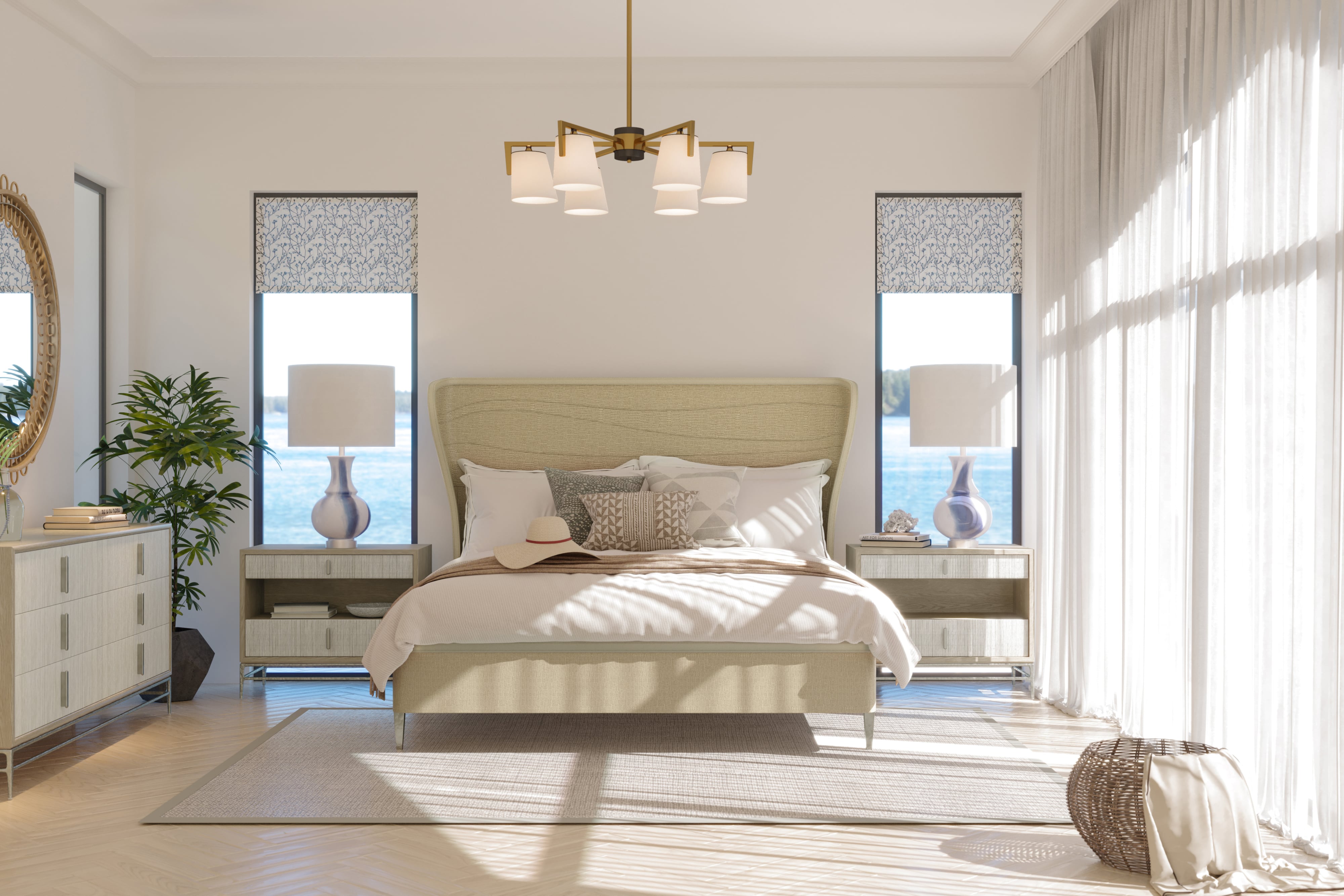 Jonathan Charles Water Clapotis Danish Cord Nightstand