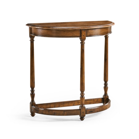 Country Walnut Demilune Console Table