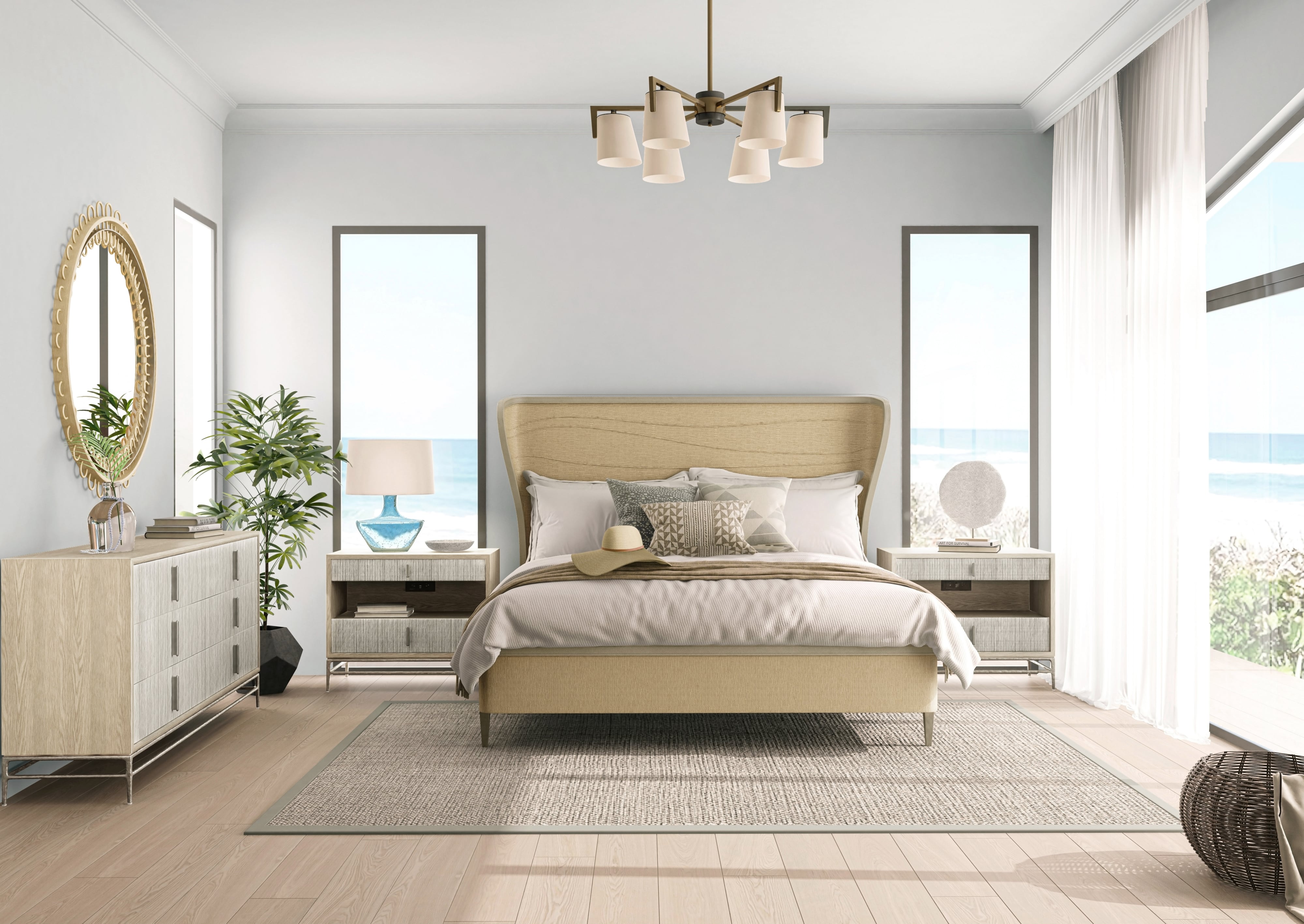 Vorticity Oval Rattan Mirror