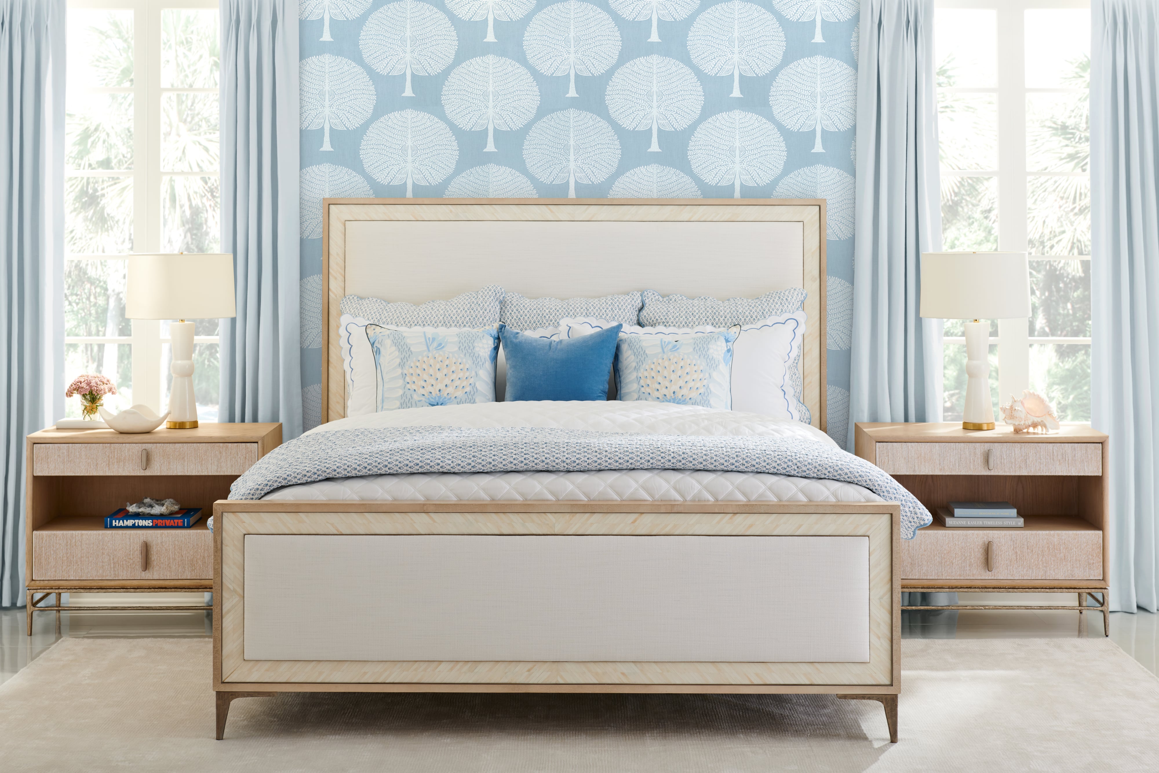 Jonathan Charles Water Tideline Bone & Linen King Upholstered Bed