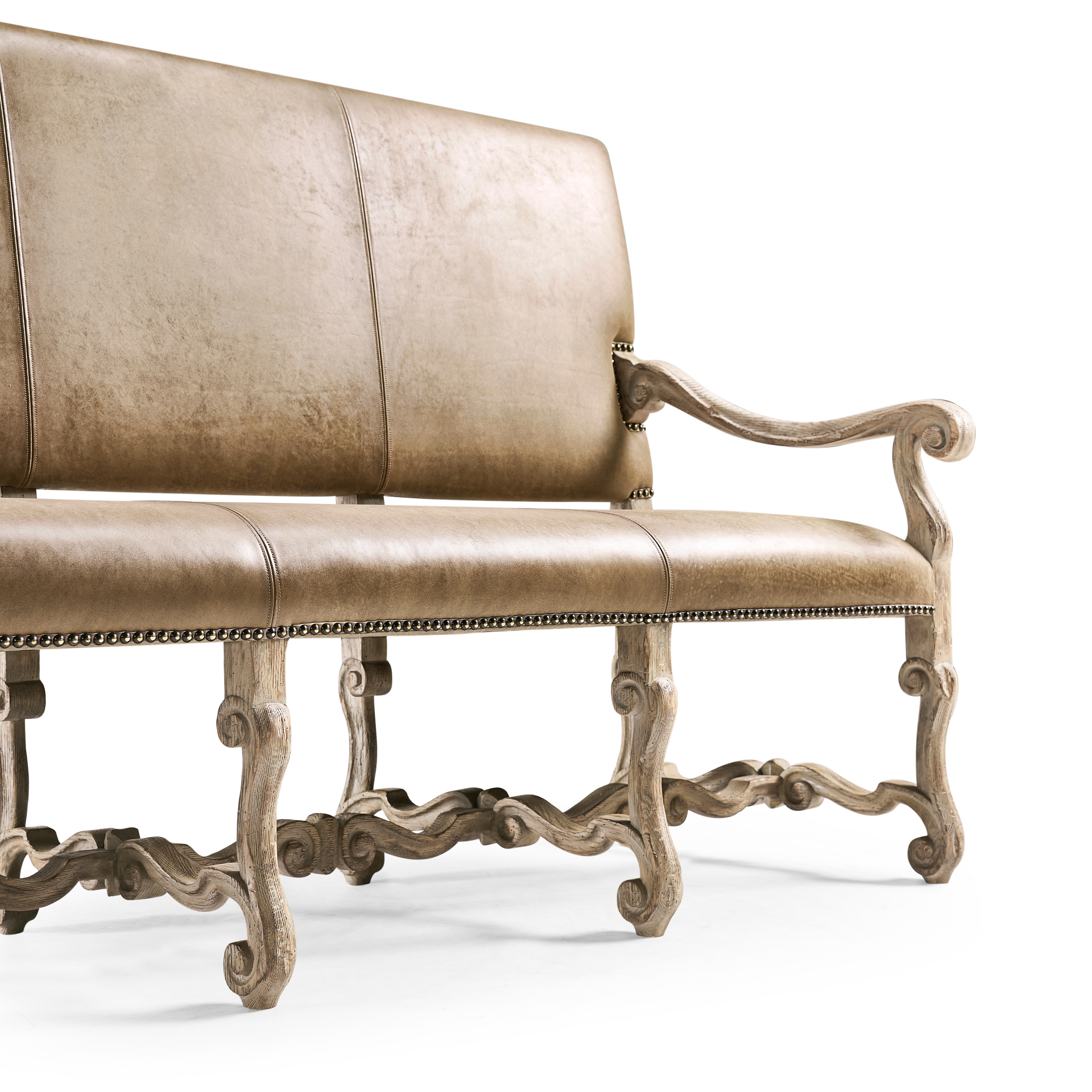 Jonathan Charles Sagehill Leather Banquette Bench