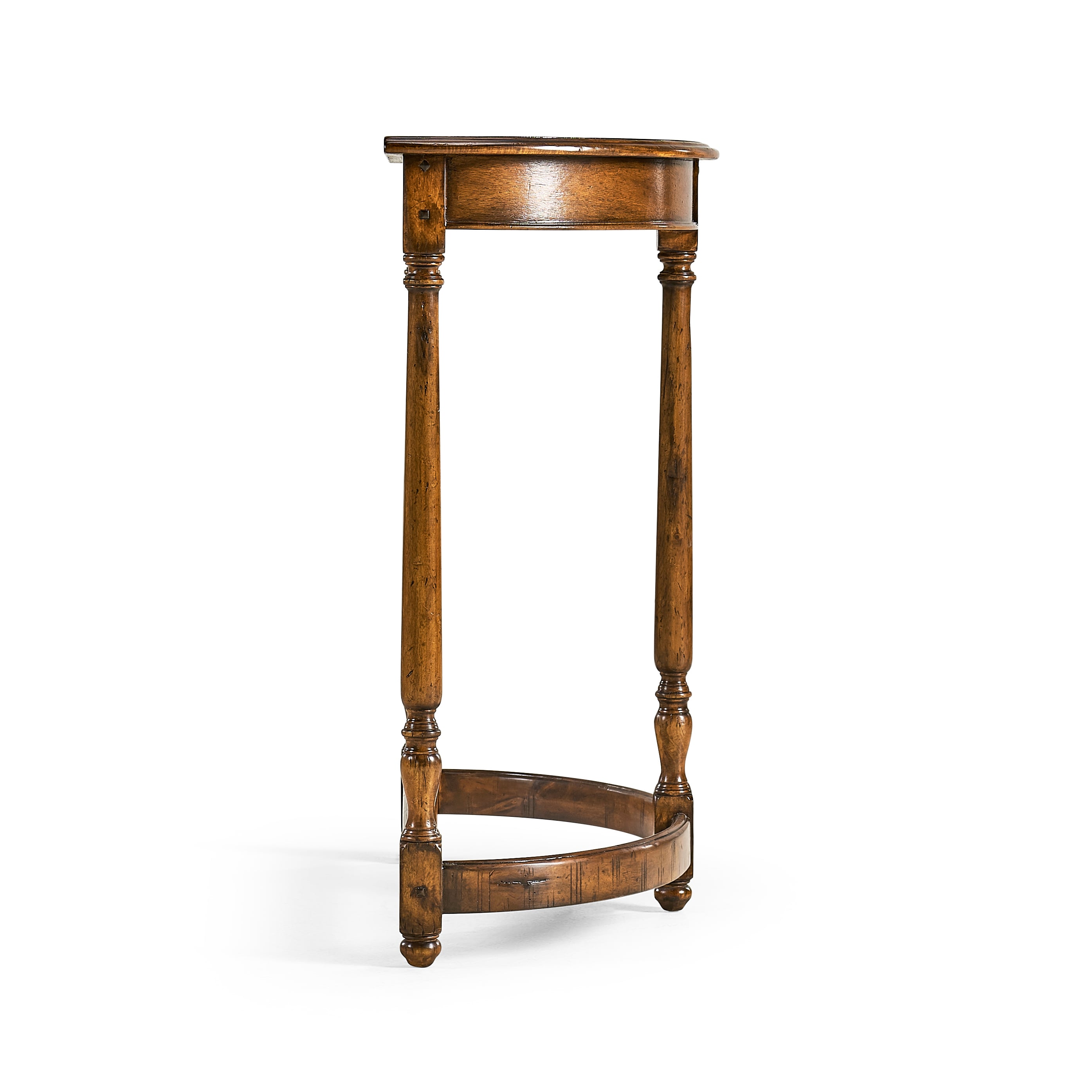 Country Walnut Demilune Console Table