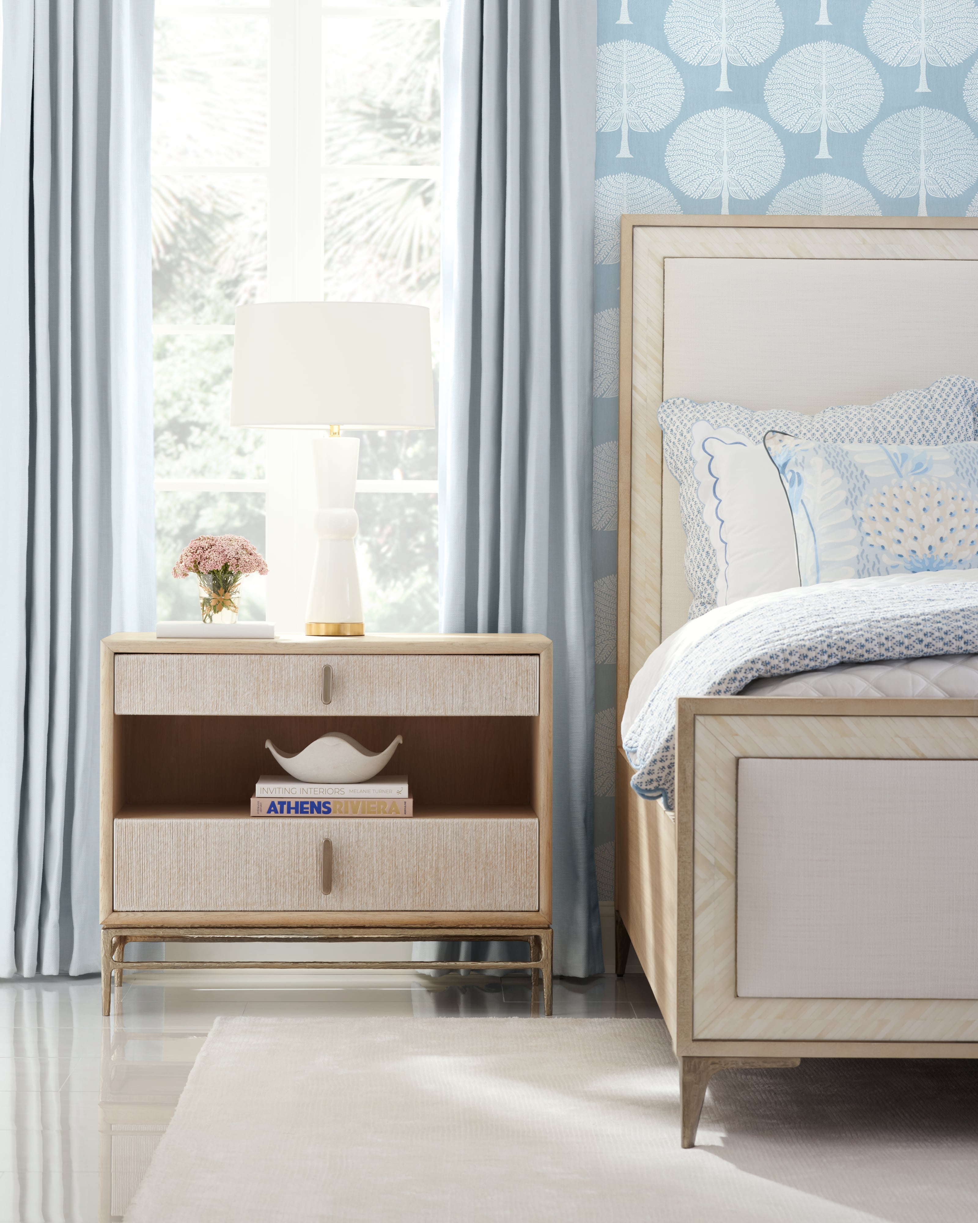 Jonathan Charles Water Tideline Bone & Linen King Upholstered Bed