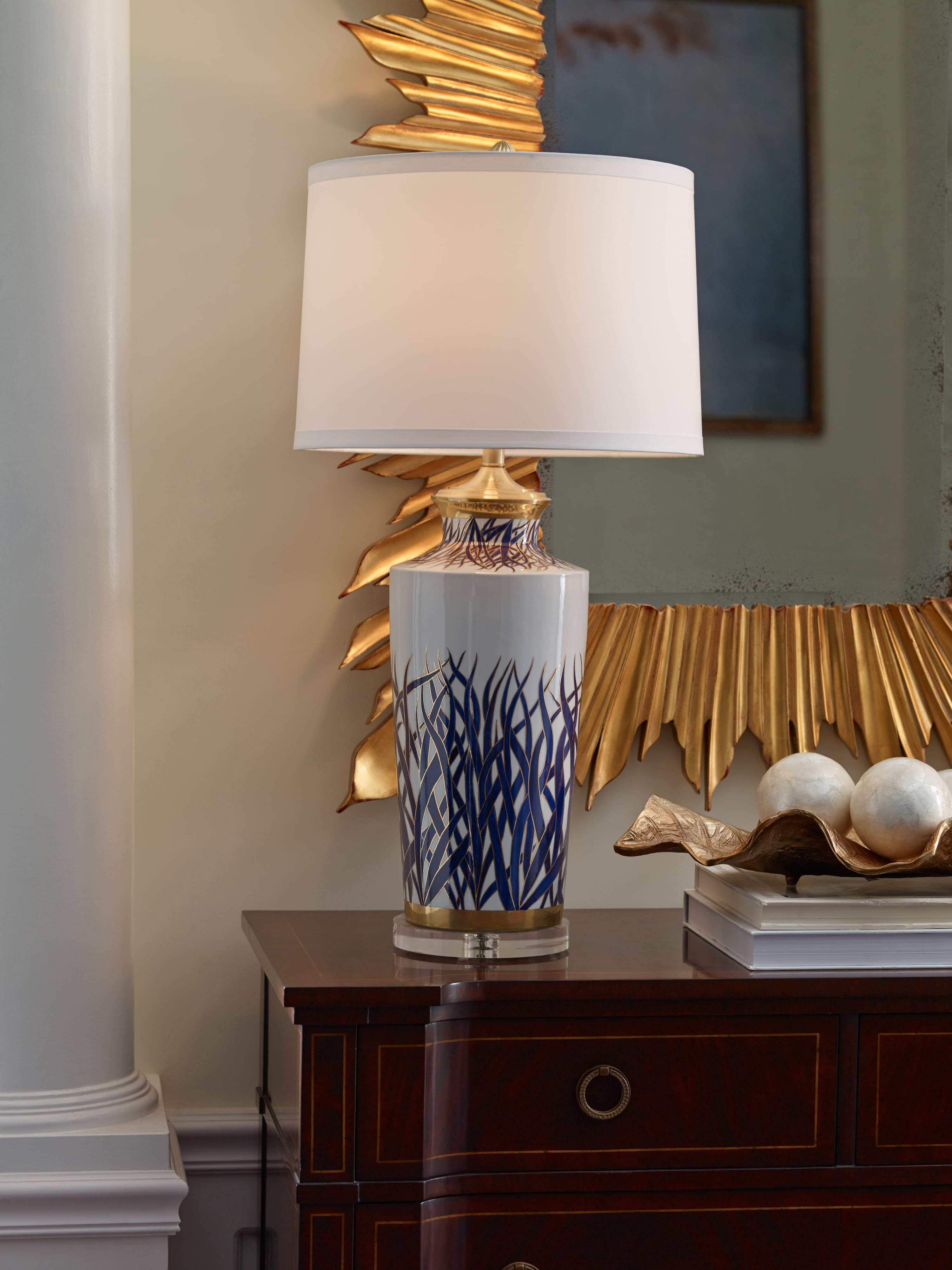 Jonathan Charles JC Traditional Regency Mahogany Reverse Breakfront Chest