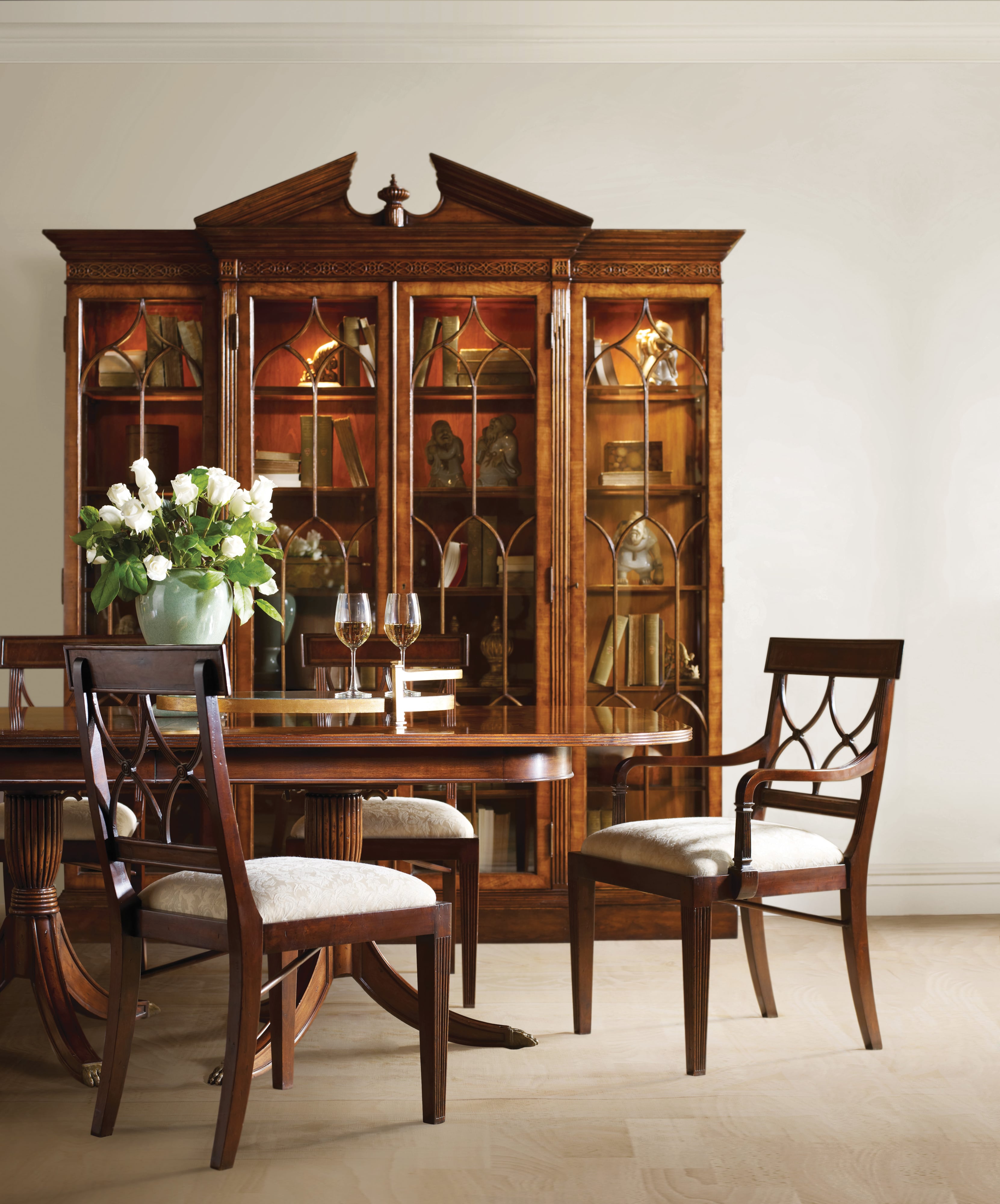 Jonathan Charles JC Traditional Regency Mahogany Curved Back Arm Chair