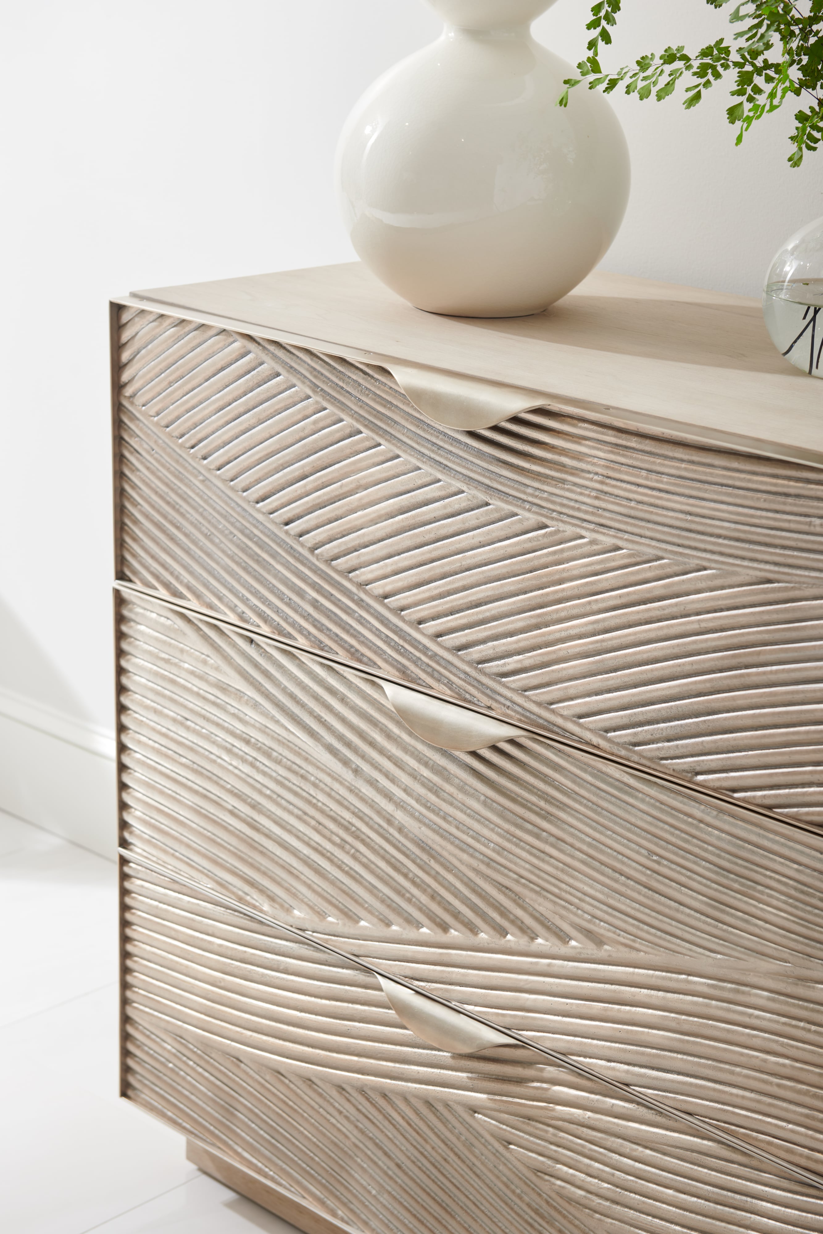 Jonathan Charles Water Capillary Cast Metal Texture Double Dresser