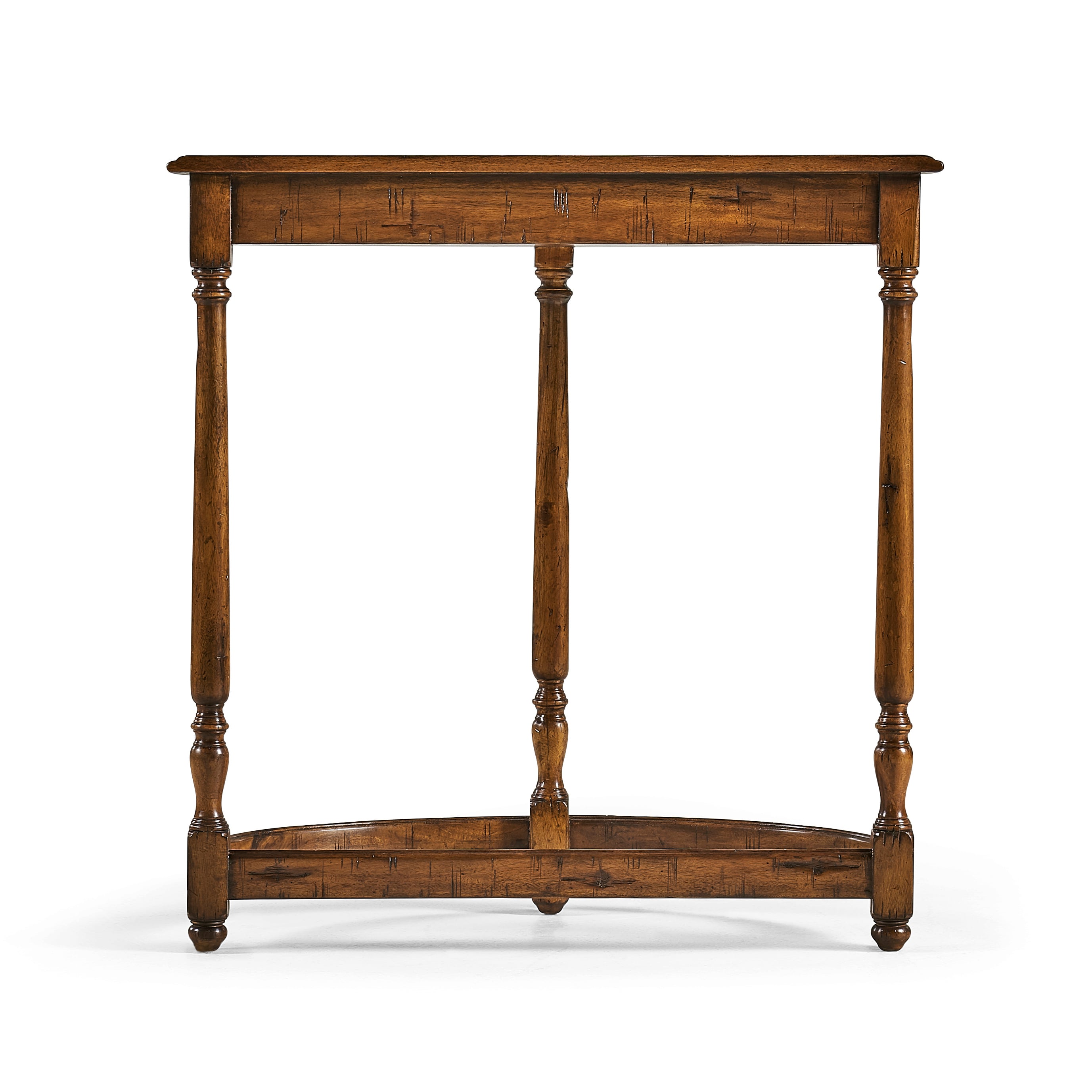 Country Walnut Demilune Console Table
