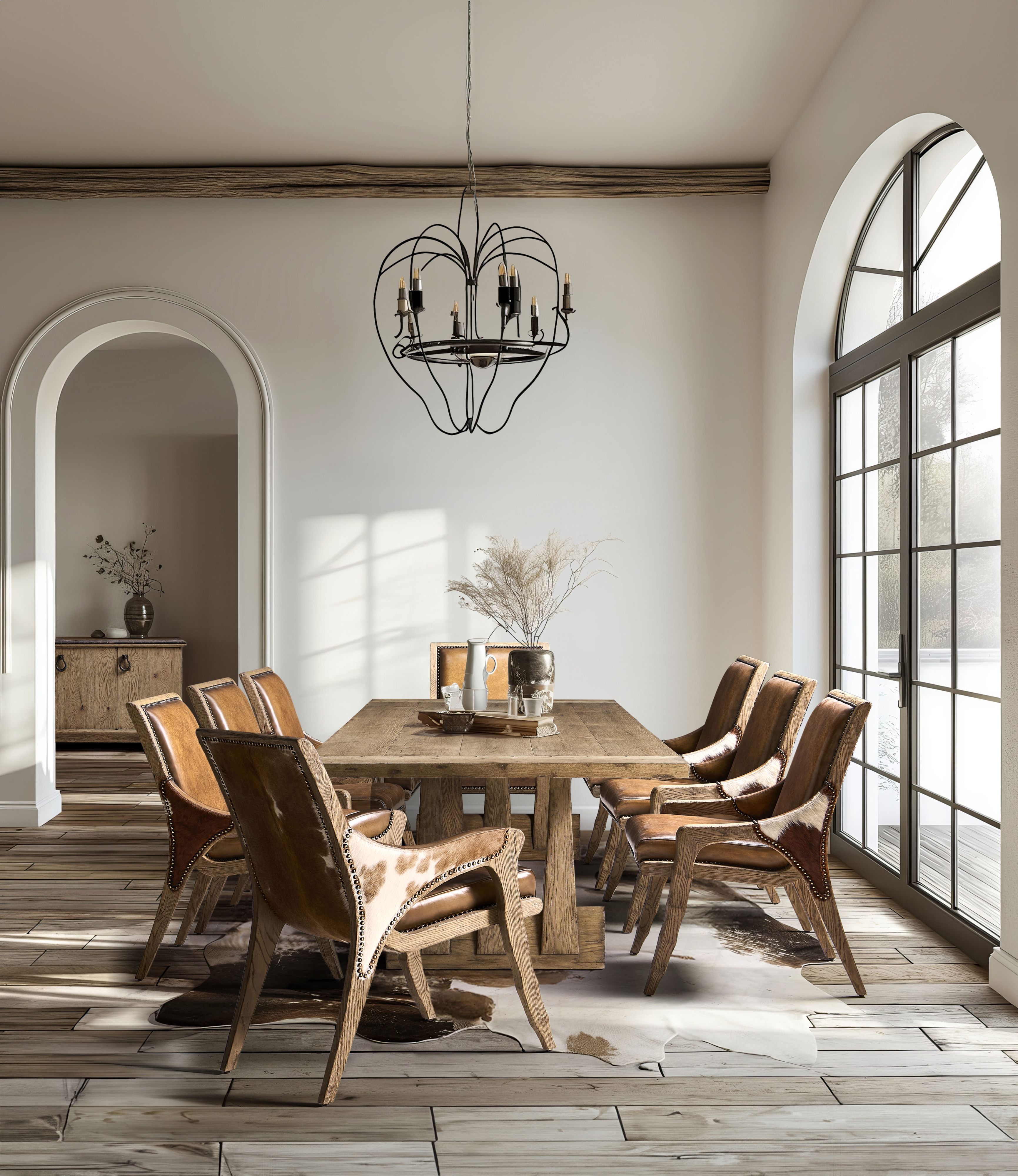 Jonathan Charles Echo Canyon Leather & Hide Arm Chair