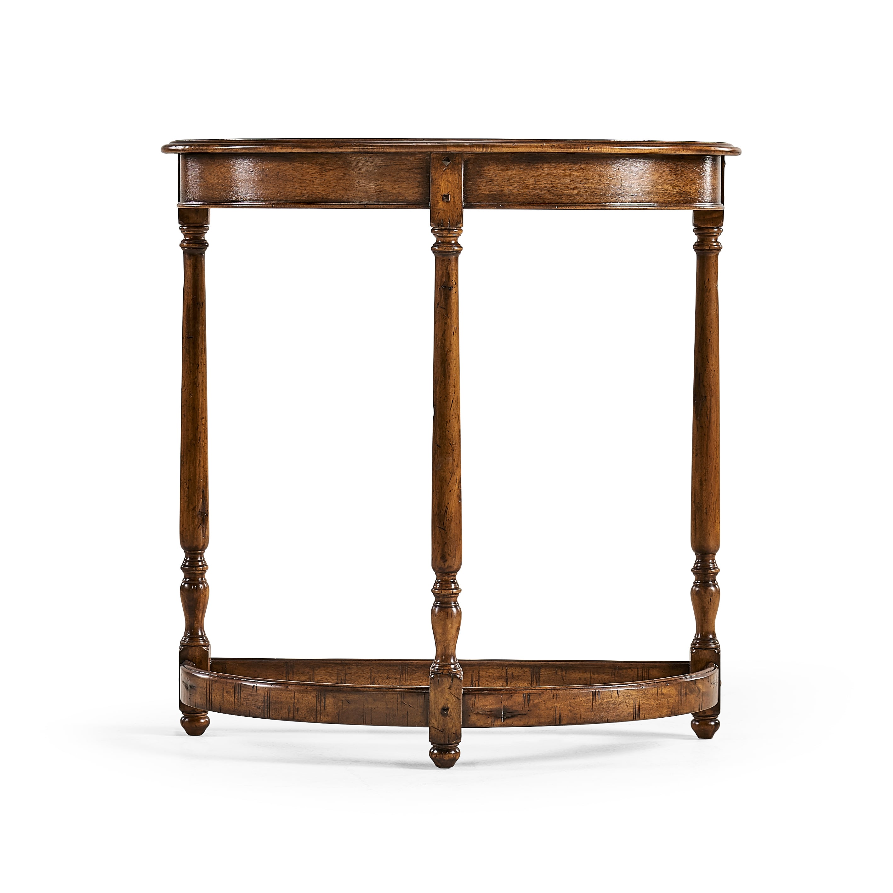 Country Walnut Demilune Console Table