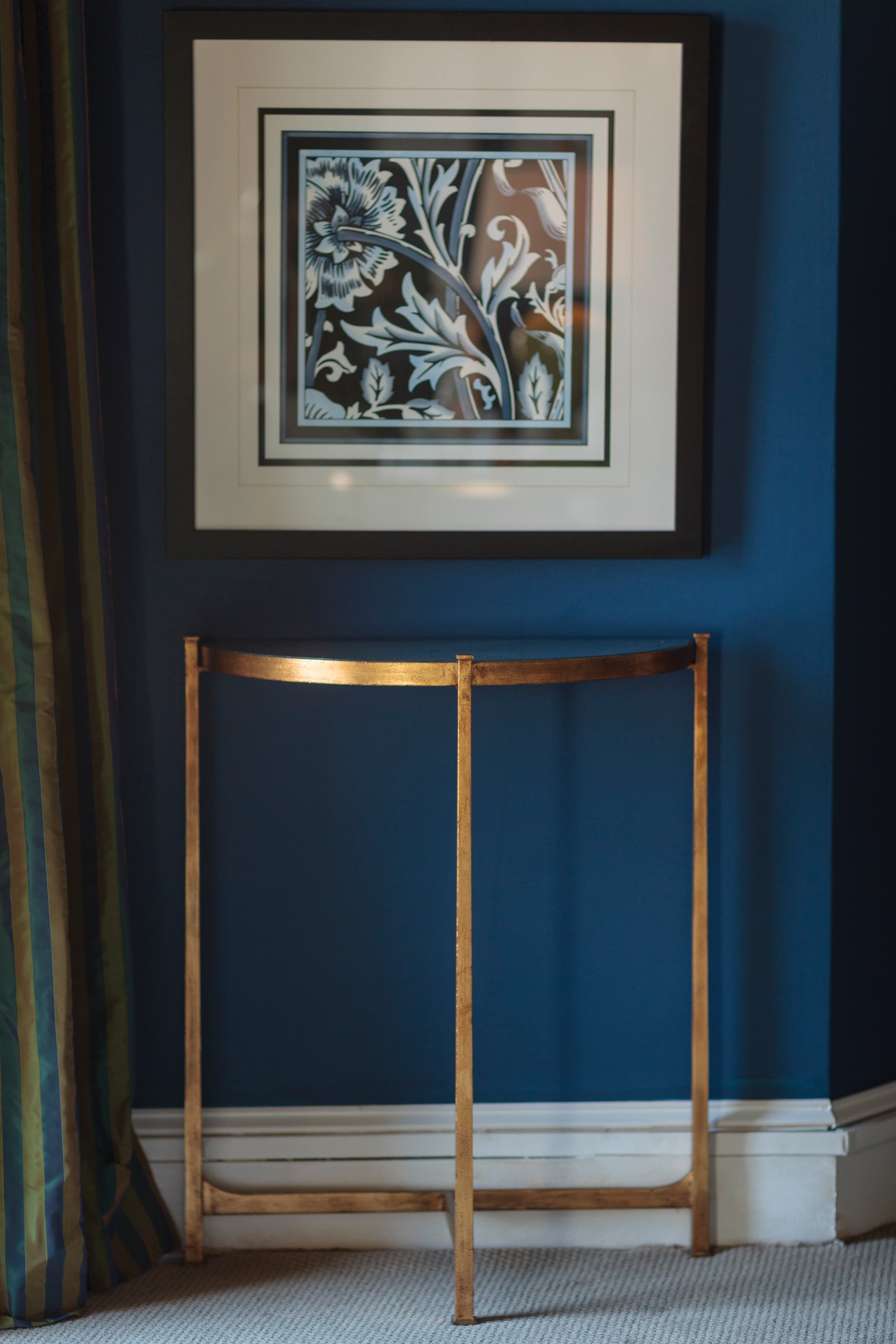 Églomisé &amp; Gilded Iron Demilune Console