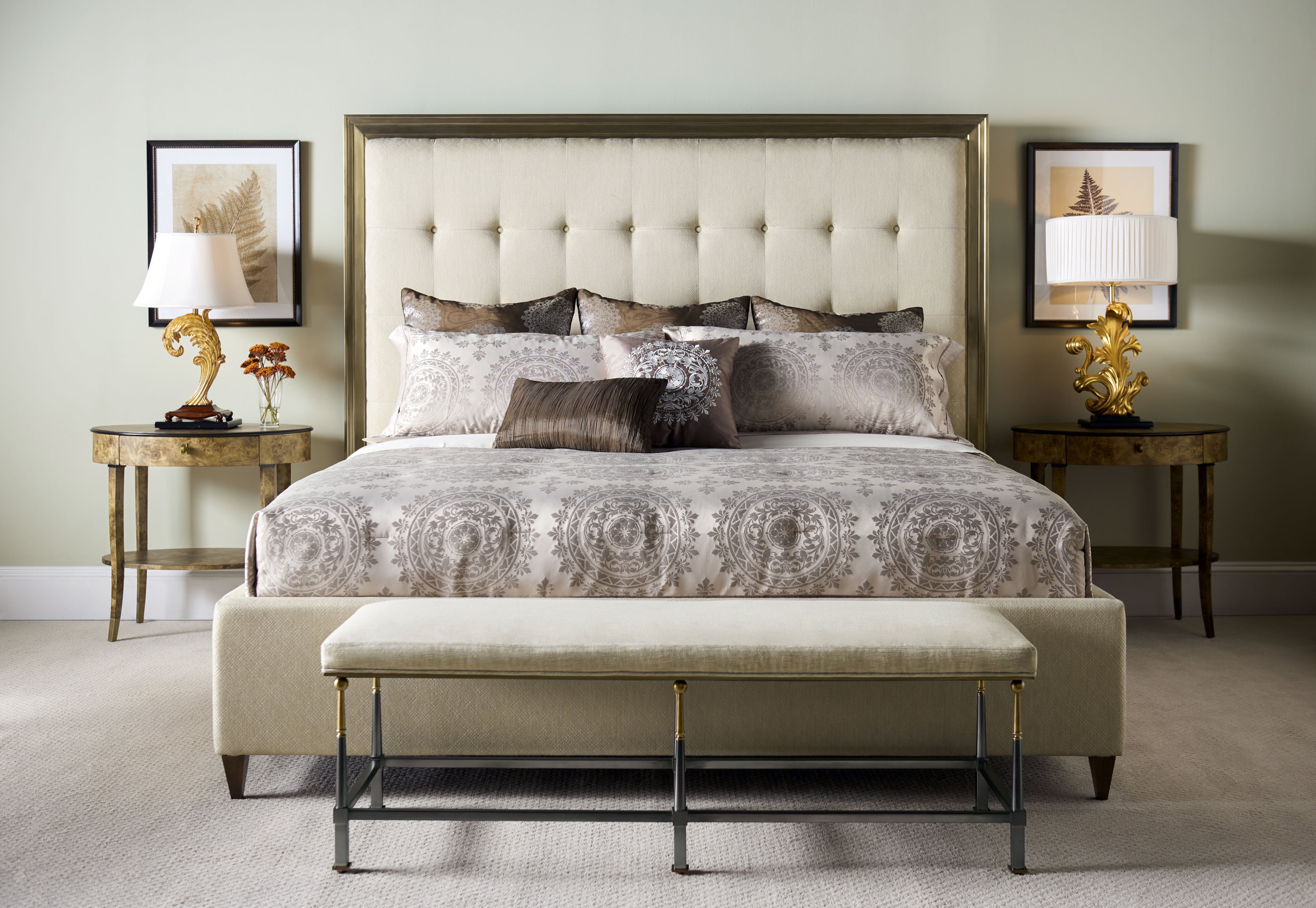 Jonathan Charles Hamilton Oval Golden Amber Burr Bedside Table