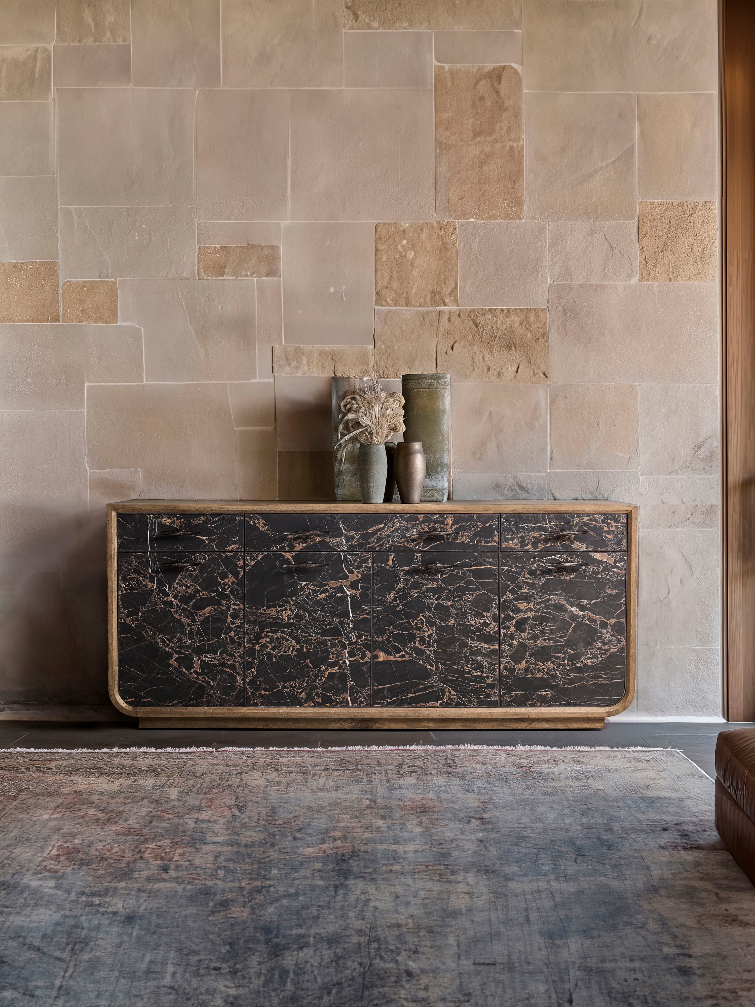Jonathan Charles Stone Ridge Marble Credenza