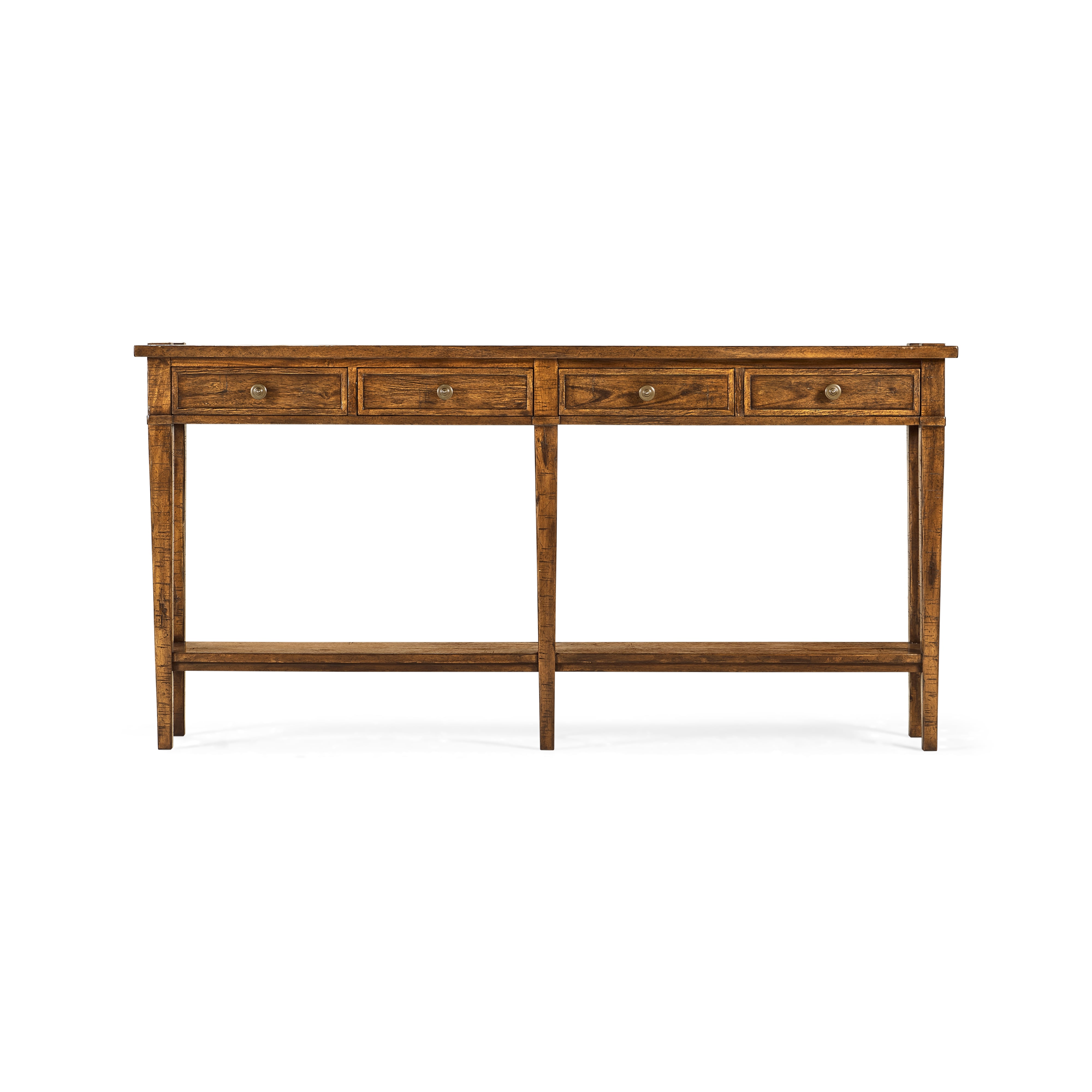 Country Walnut Four Drawer Console