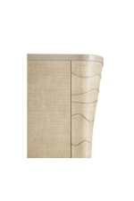 Grass Cloth Woven Bed with Leather Wrapped Frame