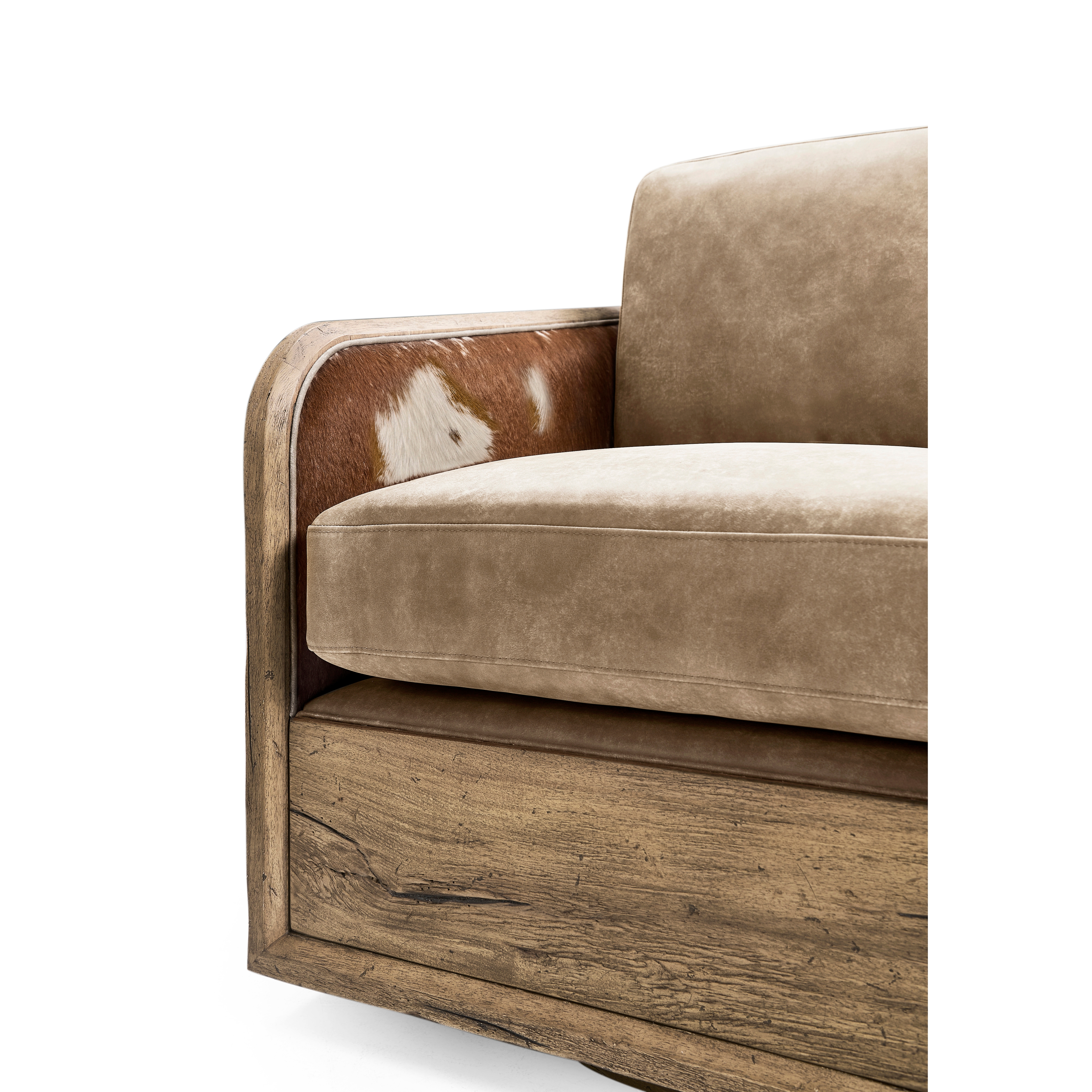 Jonathan Charles Stone Ridge Leather & Hide Swivel Occasional Chair