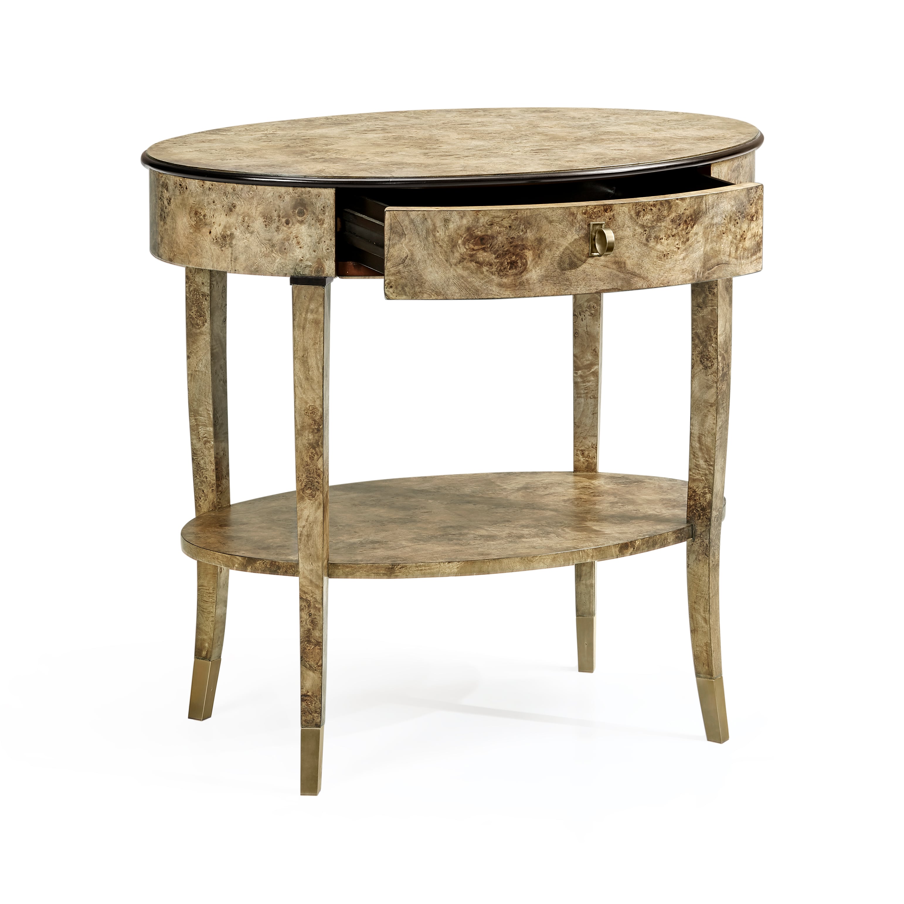 Oval Golden Amber Burr Bedside Table