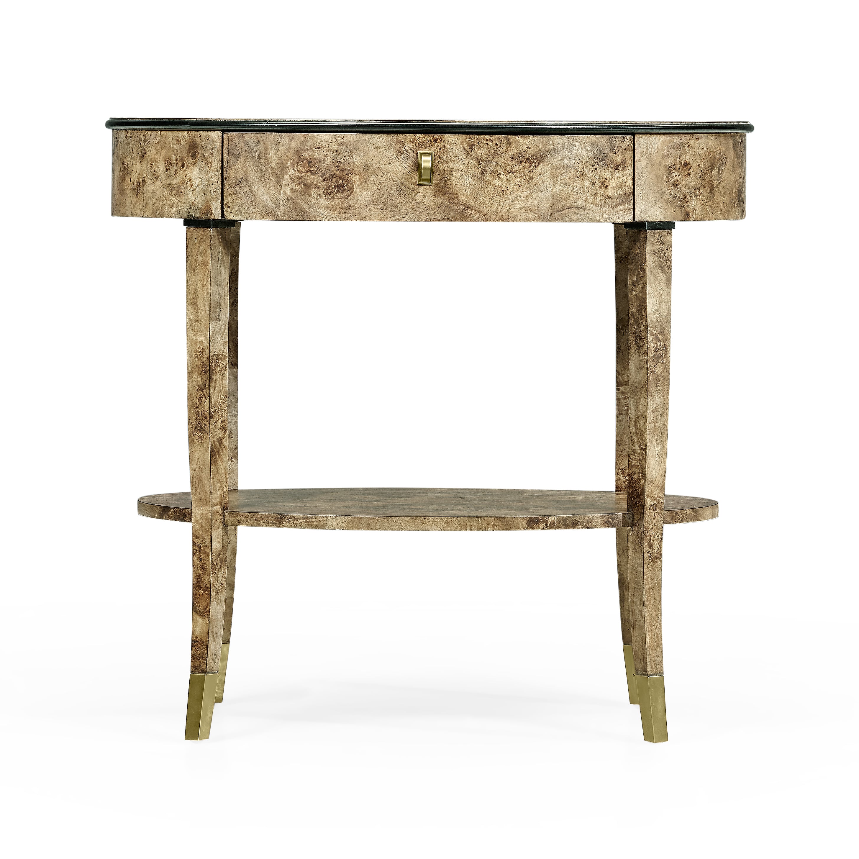 Oval Golden Amber Burr Bedside Table