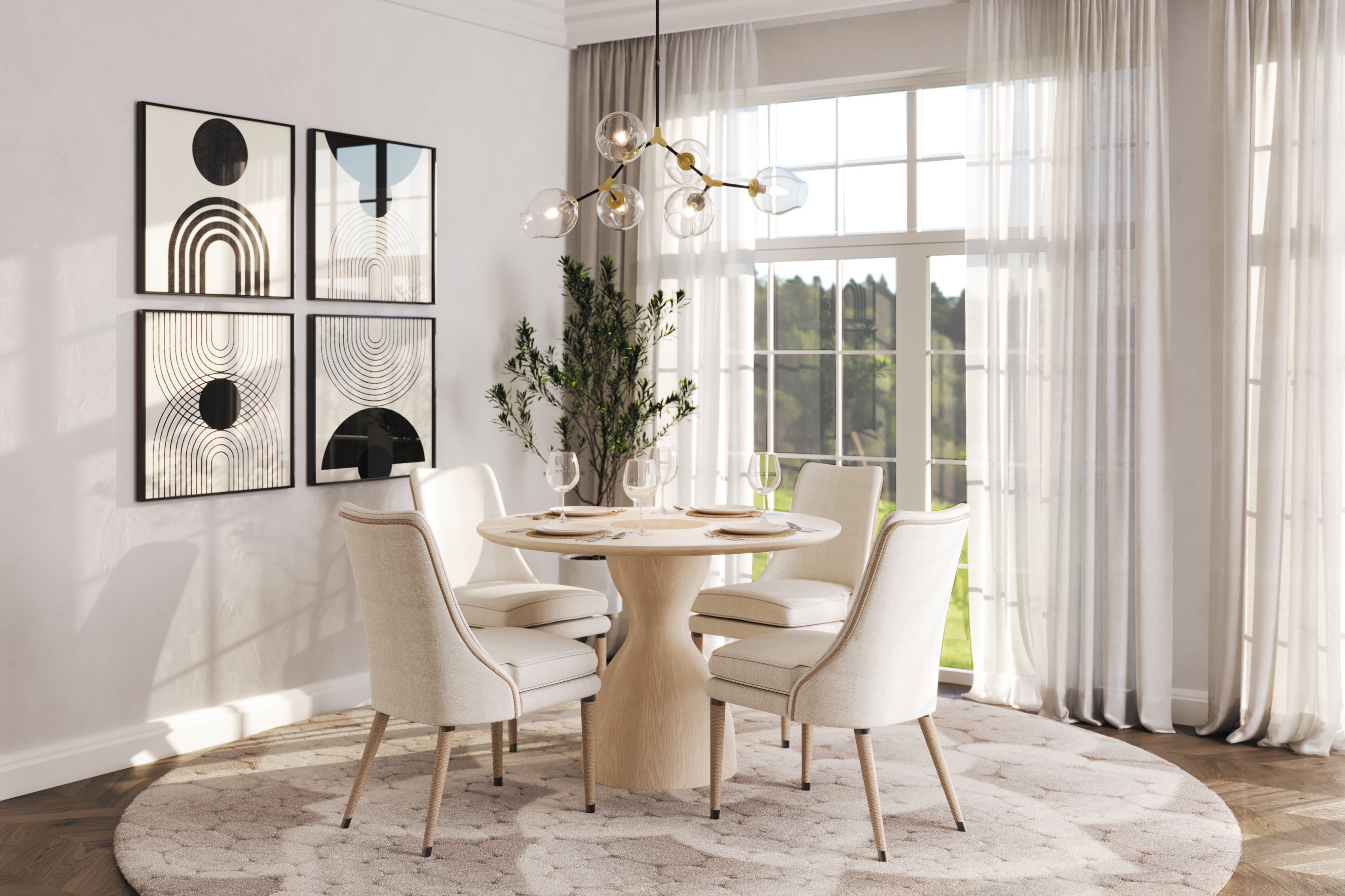 Shoal Linen &amp; Grass Cloth Chair (Set of 2)