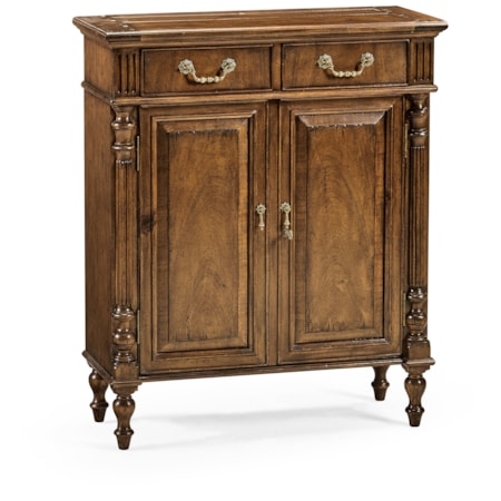 Narrow Walnut Cabinet with Cupboard